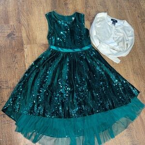 Emerald Green Sequin Kids Dress
